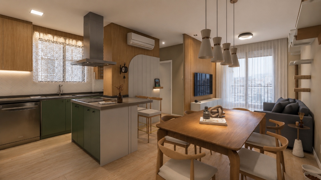 Cozinha com marcenaria verde